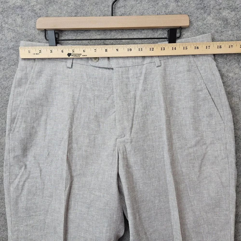 Joseph Abboud Dress Pants Men's 36x30 Light Grey Linen/Cotton Slim Fit Office